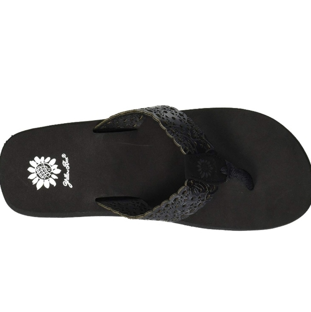 YELLOW BOX WALLY BLACK FLIP FLOPS SANDALS MEDIUM WIDTH NEW IN BOX - Picture 3 of 7